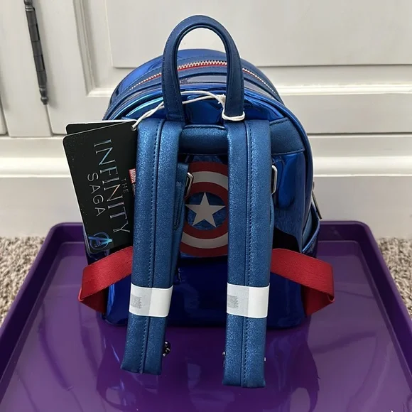Loungefly Marvel Shine Captain America Mini Backpack - Picture 2 of 2